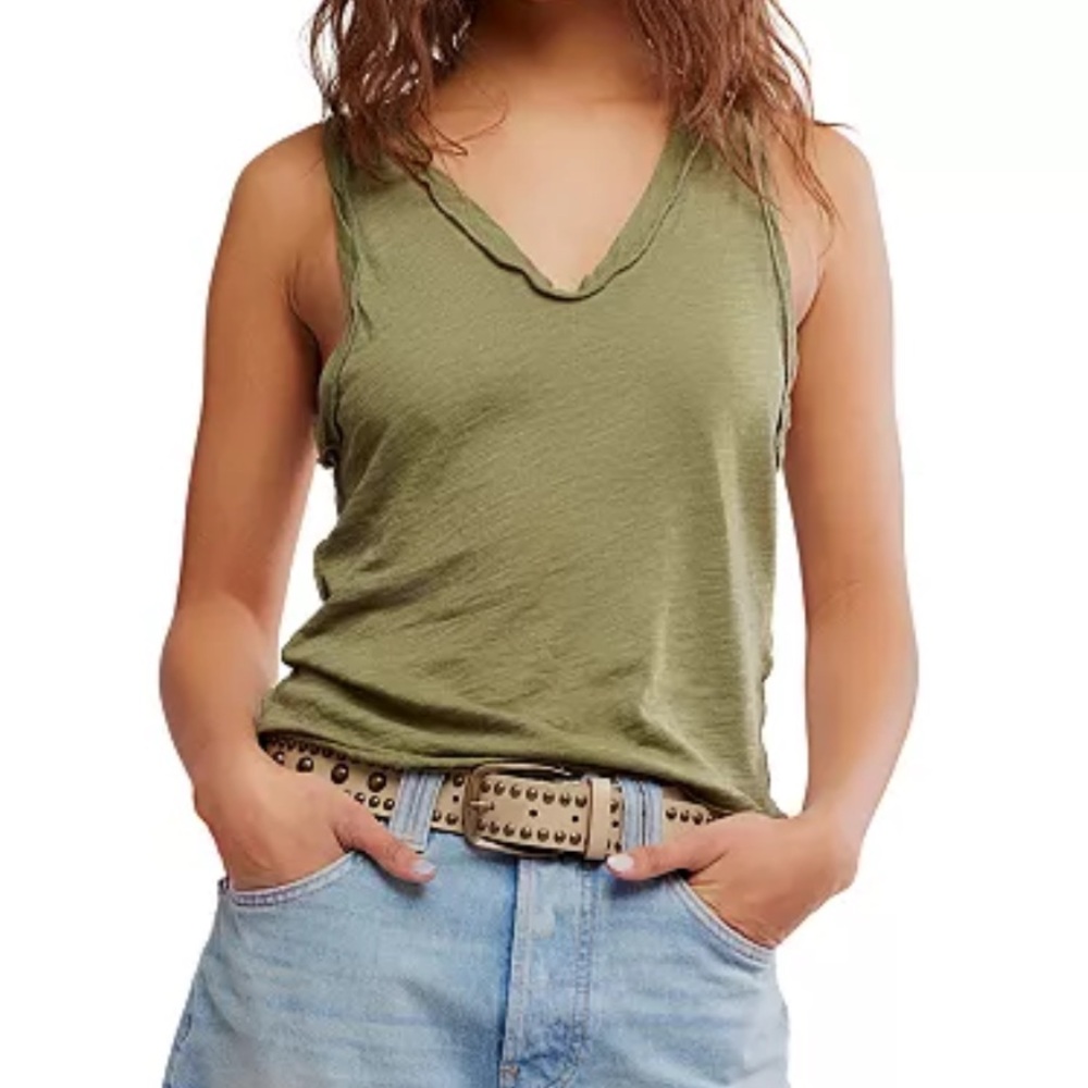 We The Free Green V-Neck Tank Top